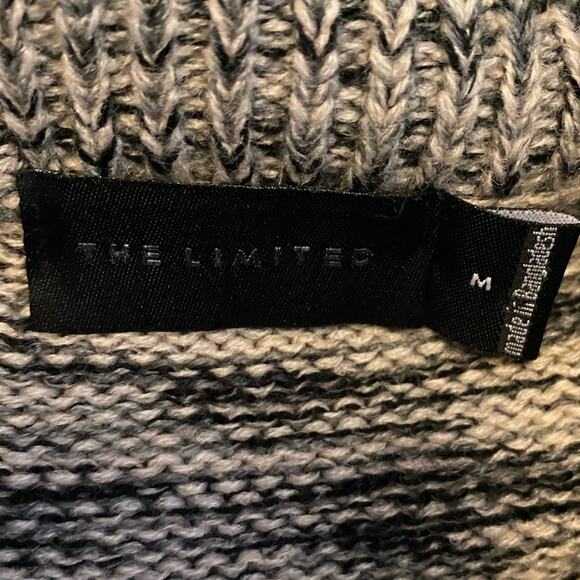 The Limited Black Gray Tight Knit Short Mock Neck Sleeve Button Up Cardigan M - Picture 5 of 6